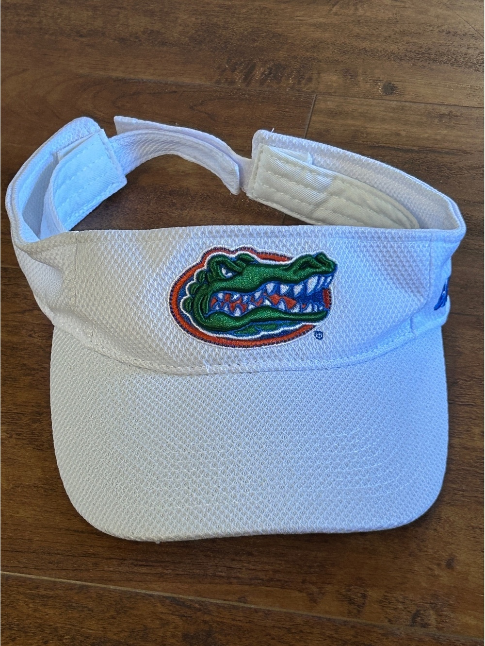 White Florida Gators Mesh Visor with Embroidered Logo and Adjustable Strap